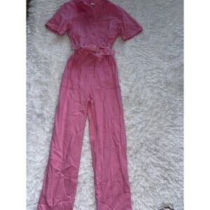 Skies Are Blue Women’s Sz. M One Pc. Pink Denim Style Romper. Fantastic Outfit